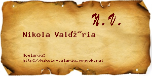 Nikola Valéria névjegykártya